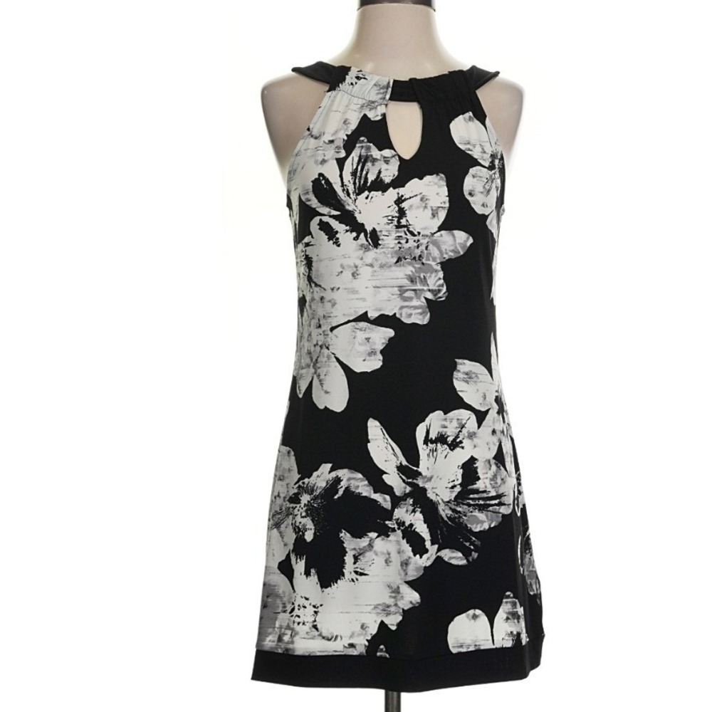 White House Black Market Women's Size Small Mini Tunic Dress Sleeveless Floral
